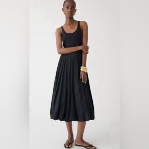 J Crew Fitted tank dress with poplin bubble skirt size small black NWT